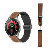 20mm Magnetized Leather Watch Band – Genuine Leather Strap for Samsung Huawei Xiaomi Dark Brown