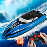 Rechargeable Remote Control Speed Boat Toy for Kids Outdoor Water Play Blue
