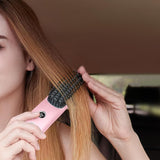 Cordless LCD Hair Straightening Brush 2-in-1 Portable Pink