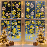 Christmas Window Clings – Snowflakes Static Stickers in Gold and Silver for Holiday Decorations Style 1