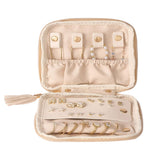 PU Leather Jewelry Organizer Bag Multi Compartment for Travel with Velvet White