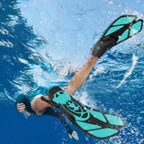 Pair of Snorkel Fins Diving Swim Fins Adjustable Open Heel Swimming Barefoot Flippers Cyan