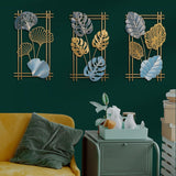 4Pcs 3D Metal Leaves Wall Art Decor Modern Hanging Wall Decoration for Home Hotel Office Mix Color