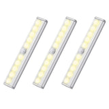 3 Pack Motion Sensor Closet Lights Battery Powered 10-LED Wireless Under Cabinet Lights Warm
