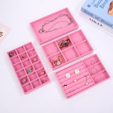 4pcs Stackable Jewelry Organizer Boxes Set for Earrings Rings Necklaces Bracelets Pink