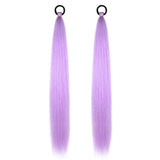 2PCS Purple Ponytail Extensions with Elastic Tie Straight Sleek Wrap Around Braids Light Purple