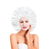 2 PCS Extra Large Waterproof Reusable PEVA Shower Caps for Long Hair White
