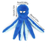 Interactive Plush Dog Toy with Squeaker and Crinkle Tentacles for Medium & Large Dogs Blue
