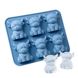 2 PCS 6 Cavity Silicone Highland Cow Ice Cube Molds Blue