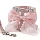 Bow Cat Harness Adjustable Kitten Harness with Leash for Walking Outdoor