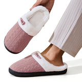 Warm Knit House Slippers for Women Comfy Slippers Indoor Outdoor Soles Pink