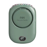 Portable Summer Cooling Fan with Lanyard USB Rechargeable Desk Fan Mini Cooling Travel Hanging Fan Green