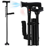 Walking Cane with LED Light Alarm Adjustable Dual Handles for Seniors and Adults