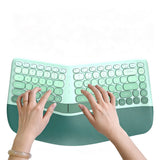 Wireless Keyboard and Mouse Combo 2.4G Full Size Wave Keys  for Windows Desktop Green Gradient