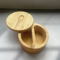 Bamboo Spice Container with Lid and Spoon for Storing Salt Pepper Sugar Herbs Small Spice Box Style 2