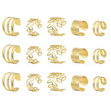 15Pcs Set Unisex Clip On Non-Piercing Earrings Fake Helix Cartilage Conch Ear Decorations Gold