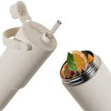 Reusable Insulated Stainless Steel Cup With Straw 735ml Large Capacity For Travel White