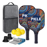 Fiberglass Pickleball Game Set 2 Pcs Pickleball Paddles with 4 Balls Style 3