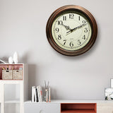Silent Battery Operated Quartz Metal Wall Clock for Home Brown