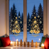 2 PCS Removable Gold Christmas Tree Static Cling Window Decals