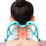 6-Roller Hand Neck Shoulder Massager Handheld Massager Blue