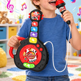 Guitar Toy with LED Lights Detachable Microphone and Music Black