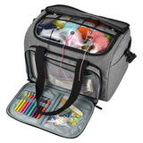 Yarn Storage Bag Wool Tote with Hooks Needles & Accessories Organizer Gray
