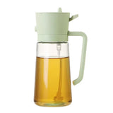 470ml 2-in-1 Oil Sprayer Bottle for Cooking Glass Oil Dispenser Bottle for Kitchen Green