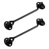 2Pcs Set Window Barn Door Latch Cabin Hook and Eye Brass Gate Shed Lock Black