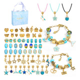 66 Pcs Kids DIY Bracelet Charm Making Kit Jewelry Making Supplies Blue
