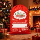 2Pcs Christmas Gift Canvas Bags Santa Sacks with Drawstring Closure Style 2