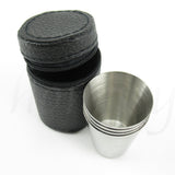 4PCS 30ml Stainless Steel Shot Cup Set with PU Carry Pouch for Travel