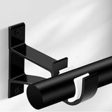 2PCS Metal Support Curtain Rod Pole Wall Bracket Holder Hook Rack Black