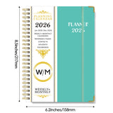 2026 A5 Planner Daily Weekly Monthly Organizer Notebook January–December Calendar Cyan