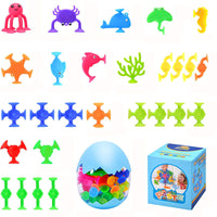 27Pcs Set Suction Bath Toys Sensory Shower Toys with Egg Shell Storage Box