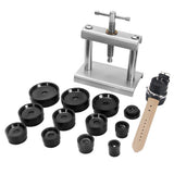 Watch Back Press Tool Kit with 18 Fitting Dies for Case Repair and Maintenance