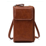 PU Leather Women’s Phone Pouch Crossbody Bag Wallet Brown