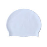 Elastic Silicone Swimming Cap Solid Color Water-resistant Ear Protection Hat White