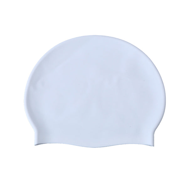 Elastic Silicone Swimming Cap Solid Color Water-resistant Ear Protection Hat White