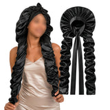 Double Layer Satin Bonnet for Long Hair Braids and Natural Hairstyles Black