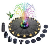 Solar Fountain Colorful Ring Lights with 8 Nozzles for Bird Bath Pond Pool Outdoor