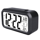 Digital Alarm Clock Battery Operated Desk Smart Clock with Night Light/Indoor Temperature Black