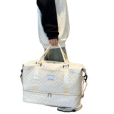 2Pcs Travel Weekender Bags Duffle Bag for Women with Shoe Compartment White