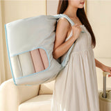 2 Piece Hand Compression Quilt Storage Bags with Valve and Clear Window Sky Blue