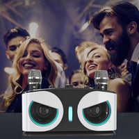 Wireless Bluetooth Karaoke Speaker with 2 Microphone Home KTV Set White