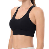 Adjustable Sports Bras Wide Strap Design for Running and Gym Fitness Black