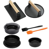Smash Burger Press Kit with Stuffed Burger Mold Cast Iron Burger Press and Sauce Brush