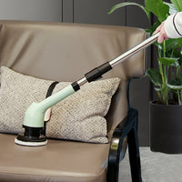 Electric Multifunctional Scrubber with 9 Replaceable Brush Heads and Adjustable Extension Handle Green