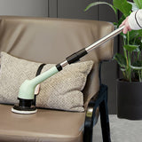 Electric Multifunctional Scrubber with 9 Replaceable Brush Heads and Adjustable Extension Handle Green