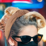 7-Piece Retro Pearl and Ribbon Hair Headband Set for Women Brown Set